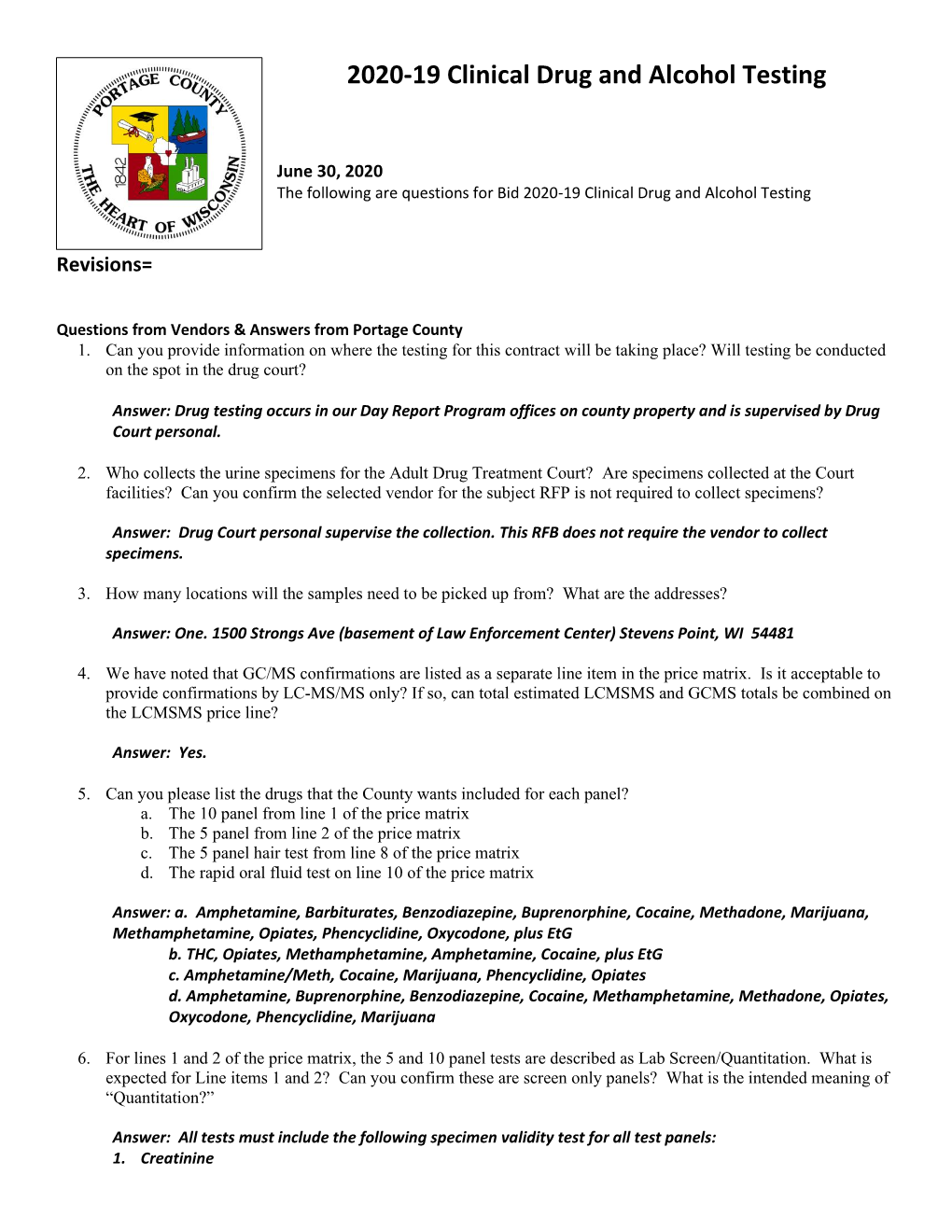 2020-19 Clinical Drug and Alcohol Testing