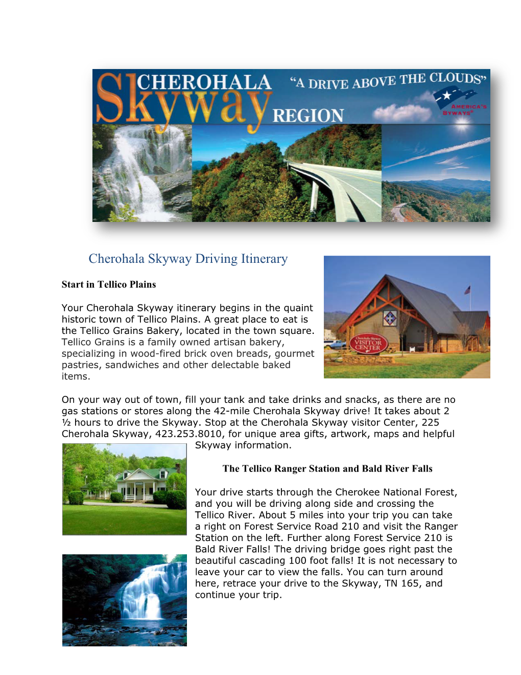 Cherohala Skyway Driving Itinerary