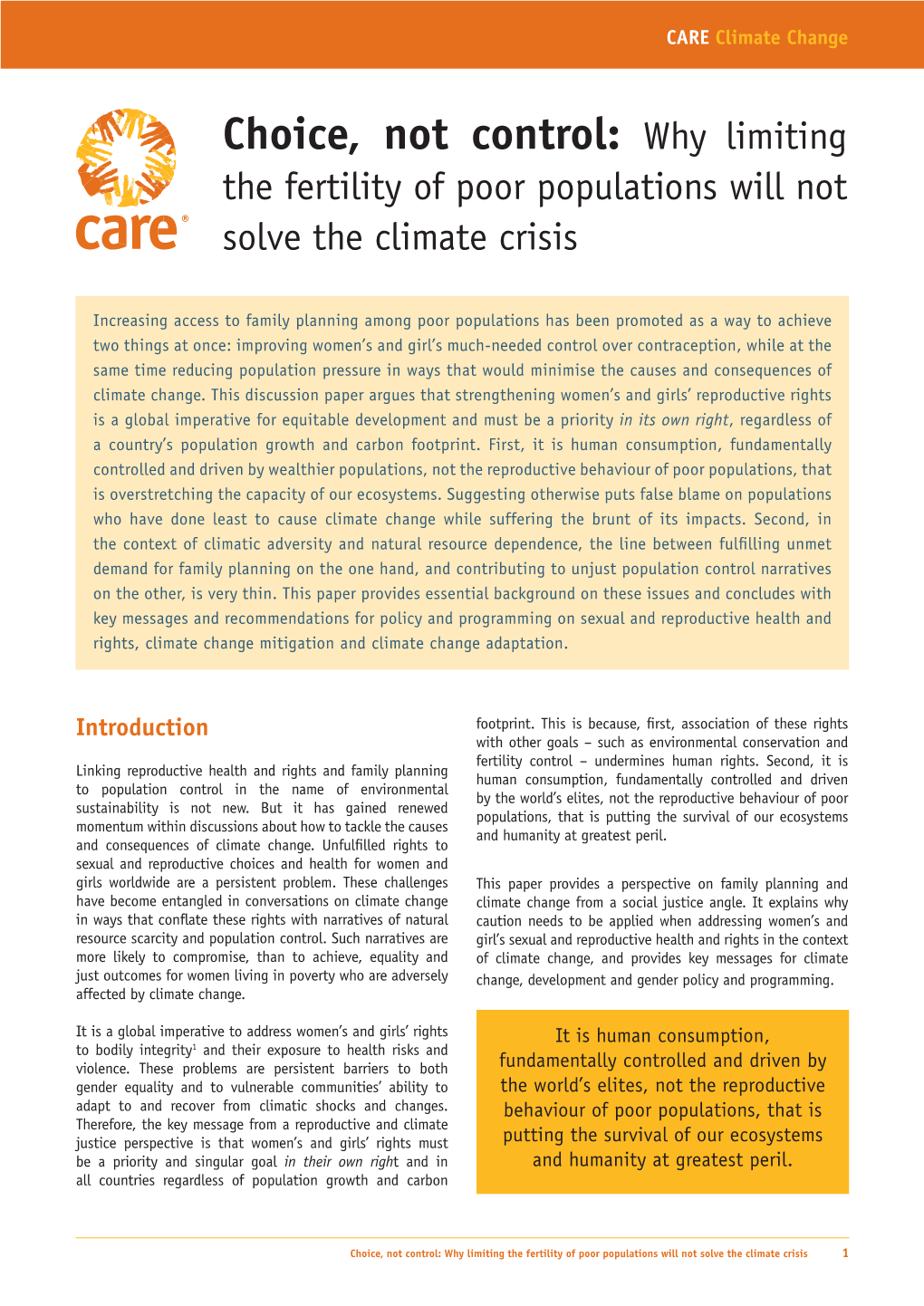 Choice, Not Control: Why Limiting the Fertility of Poor Populations Will Not Solve the Climate Crisis