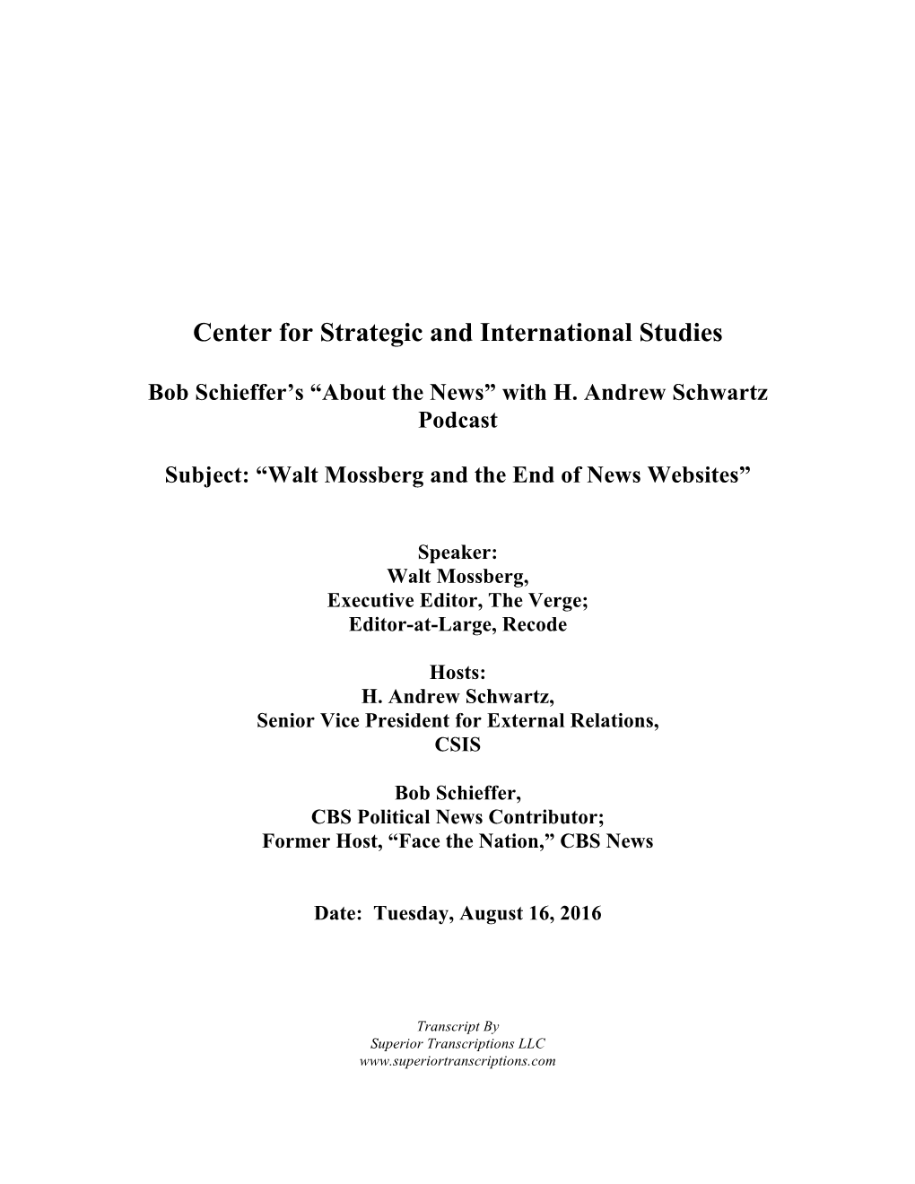 Center for Strategic and International Studies