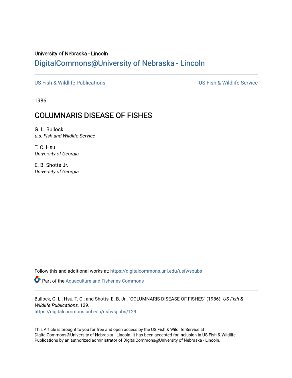 Columnaris Disease of Fishes
