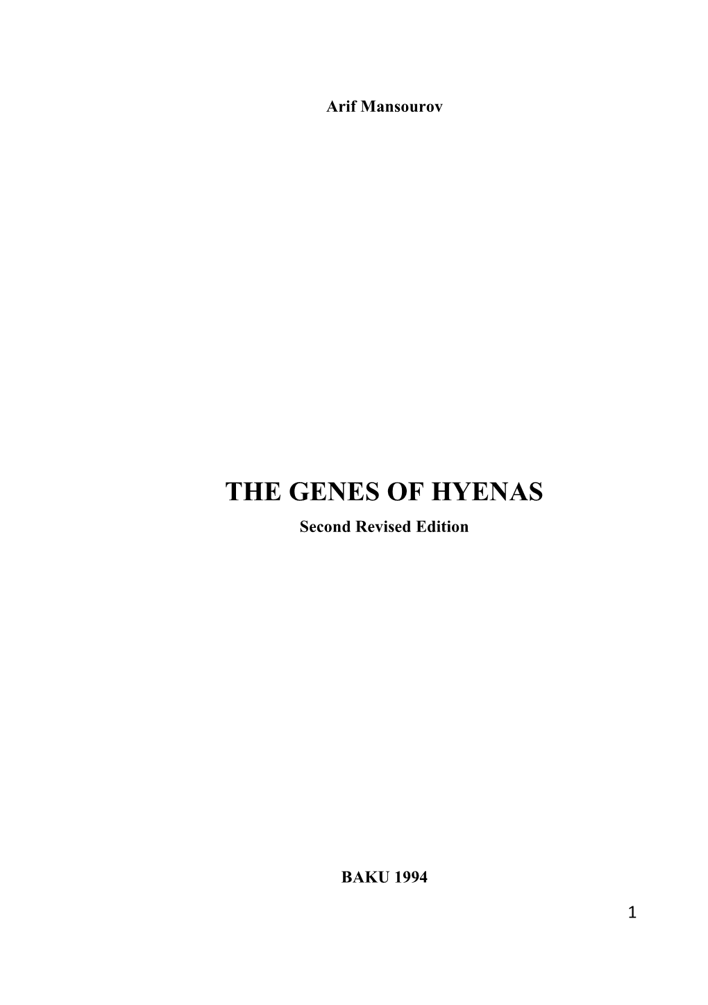 THE GENES of HYENAS Second Revised Edition