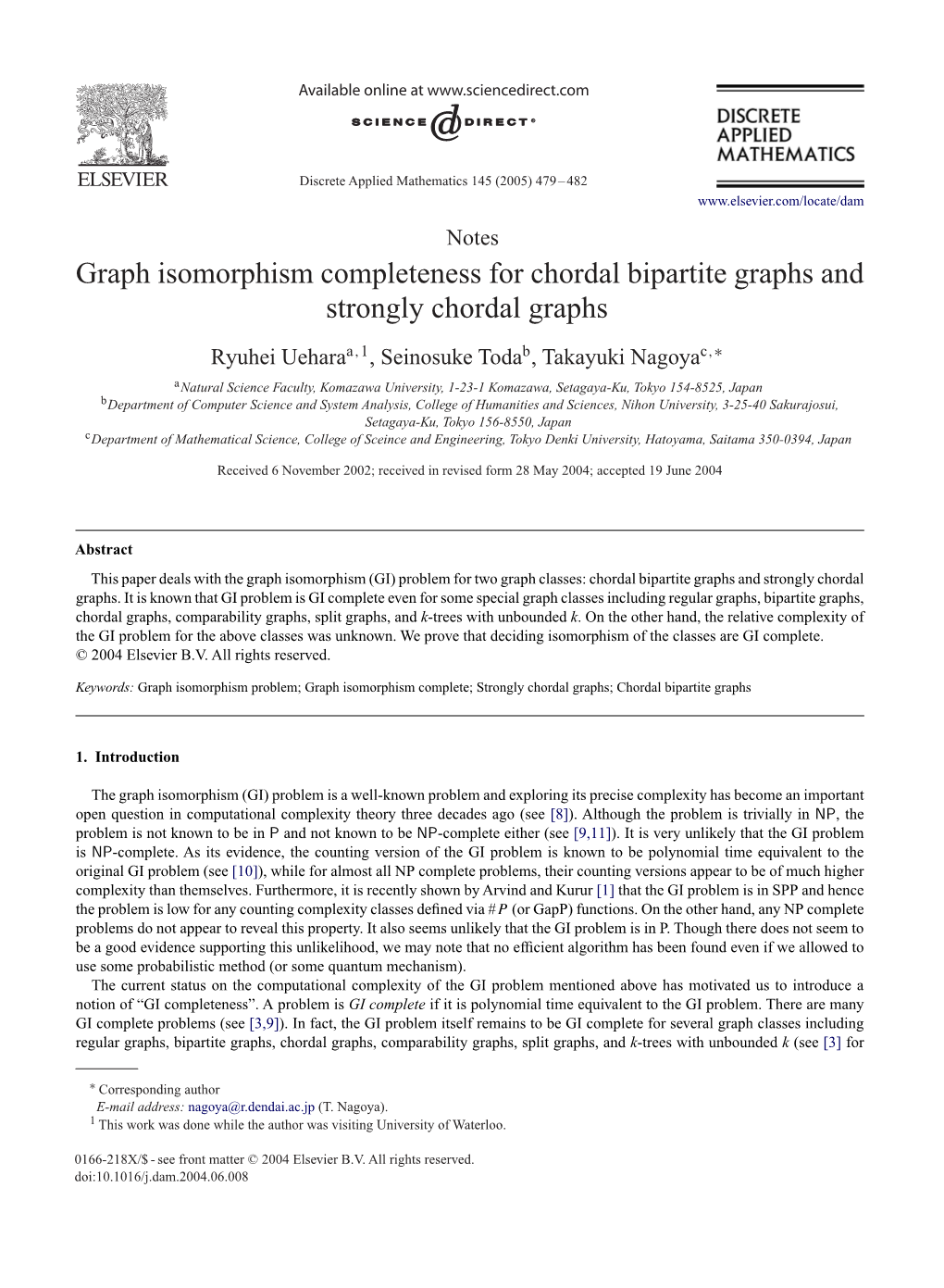 Graph Isomorphism Completeness for Chordal Bipartite Graphs and Strongly Chordal Graphs