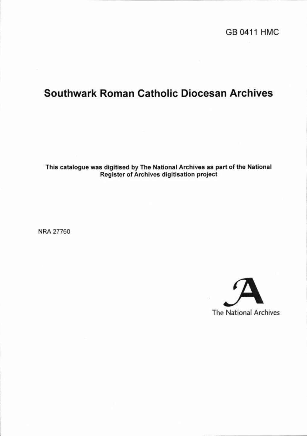 Southwark Roman Catholic Diocesan Archives