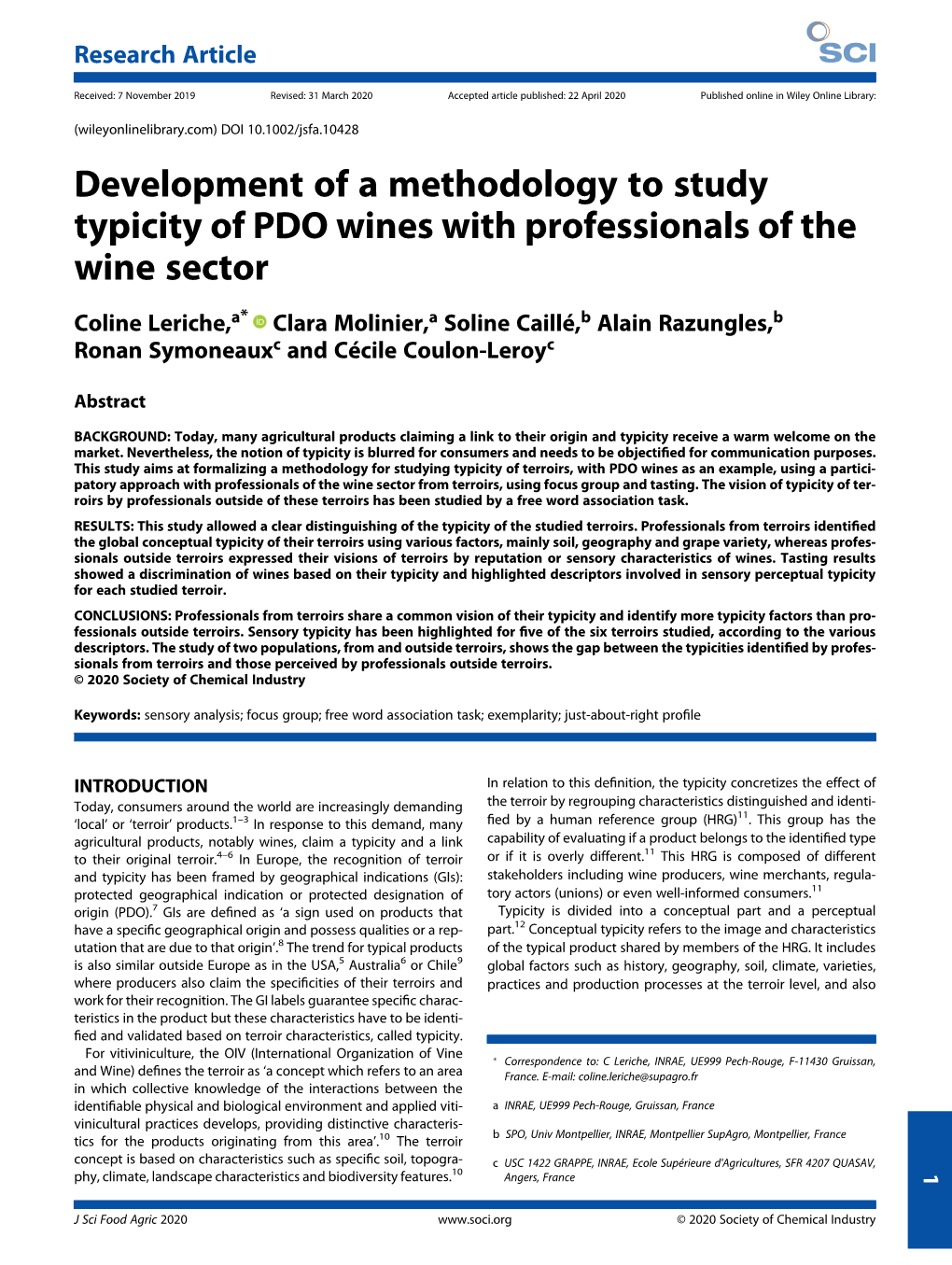 Development of a Methodology to Study Typicity of PDO Wines with Professionals of the Wine Sector