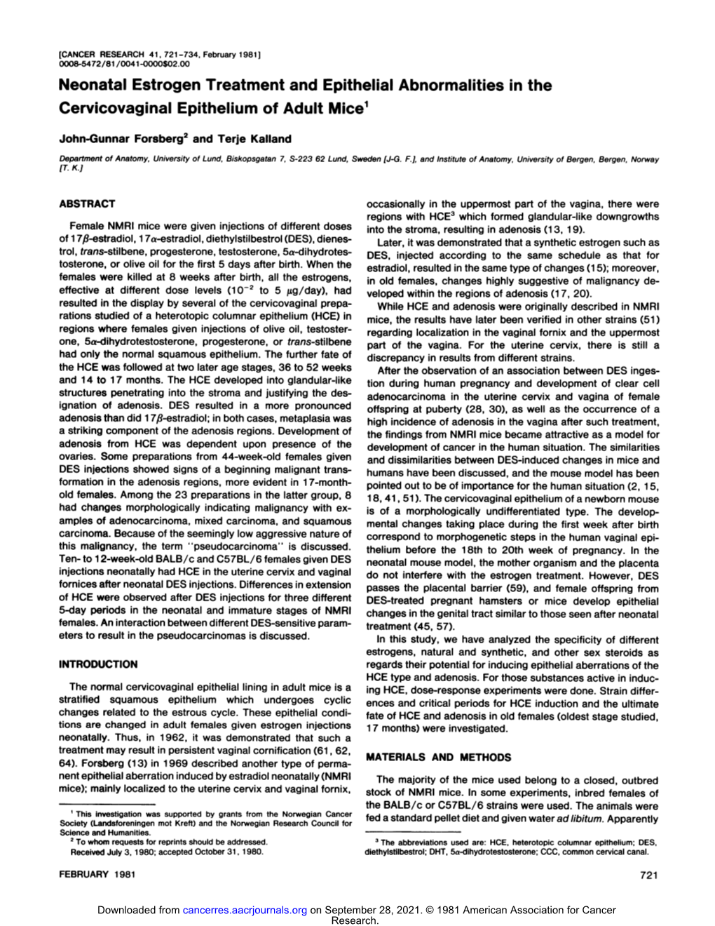 Neonatal Estrogen Treatment and Epithelial Abnormalities Inthe