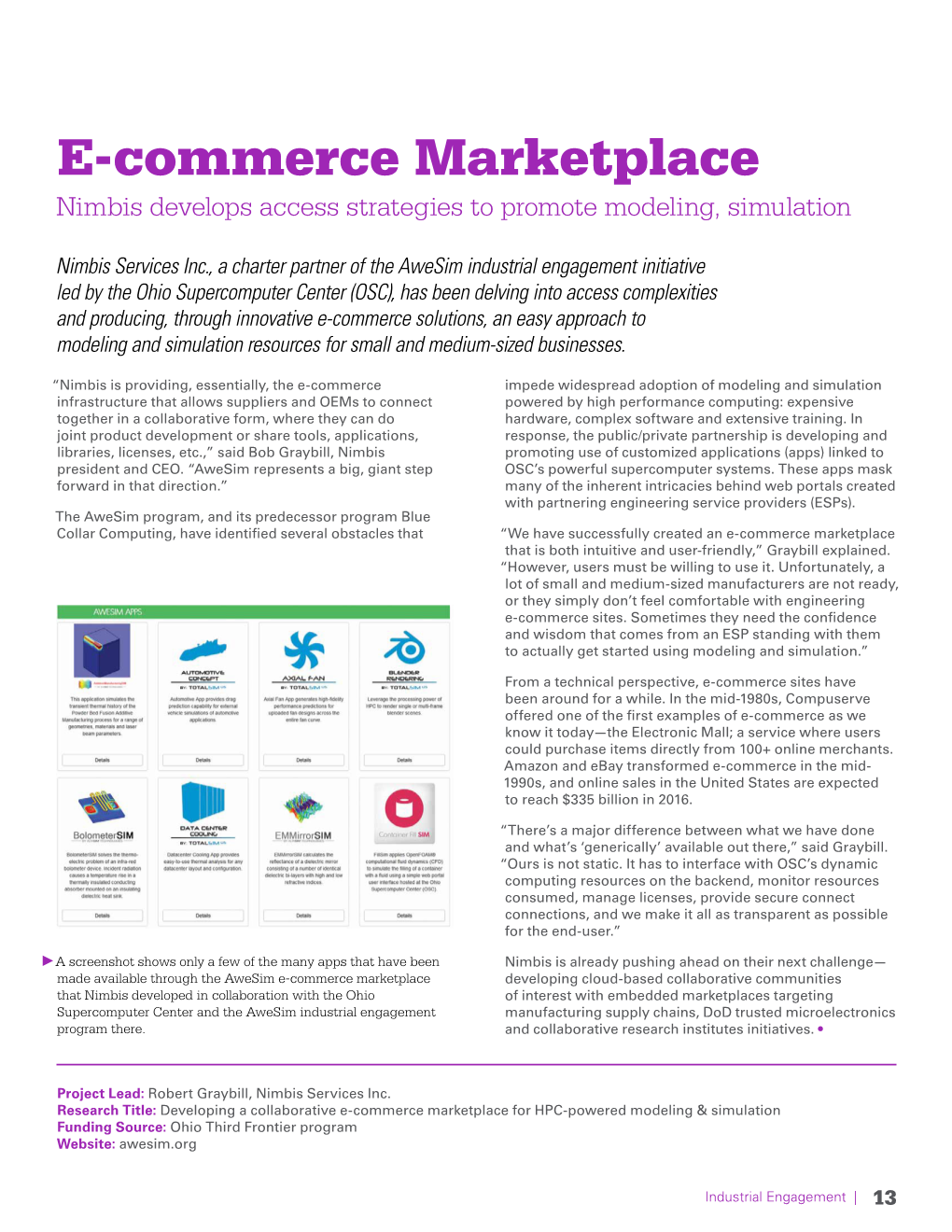 E-Commerce Marketplace Nimbis Develops Access Strategies to Promote Modeling, Simulation