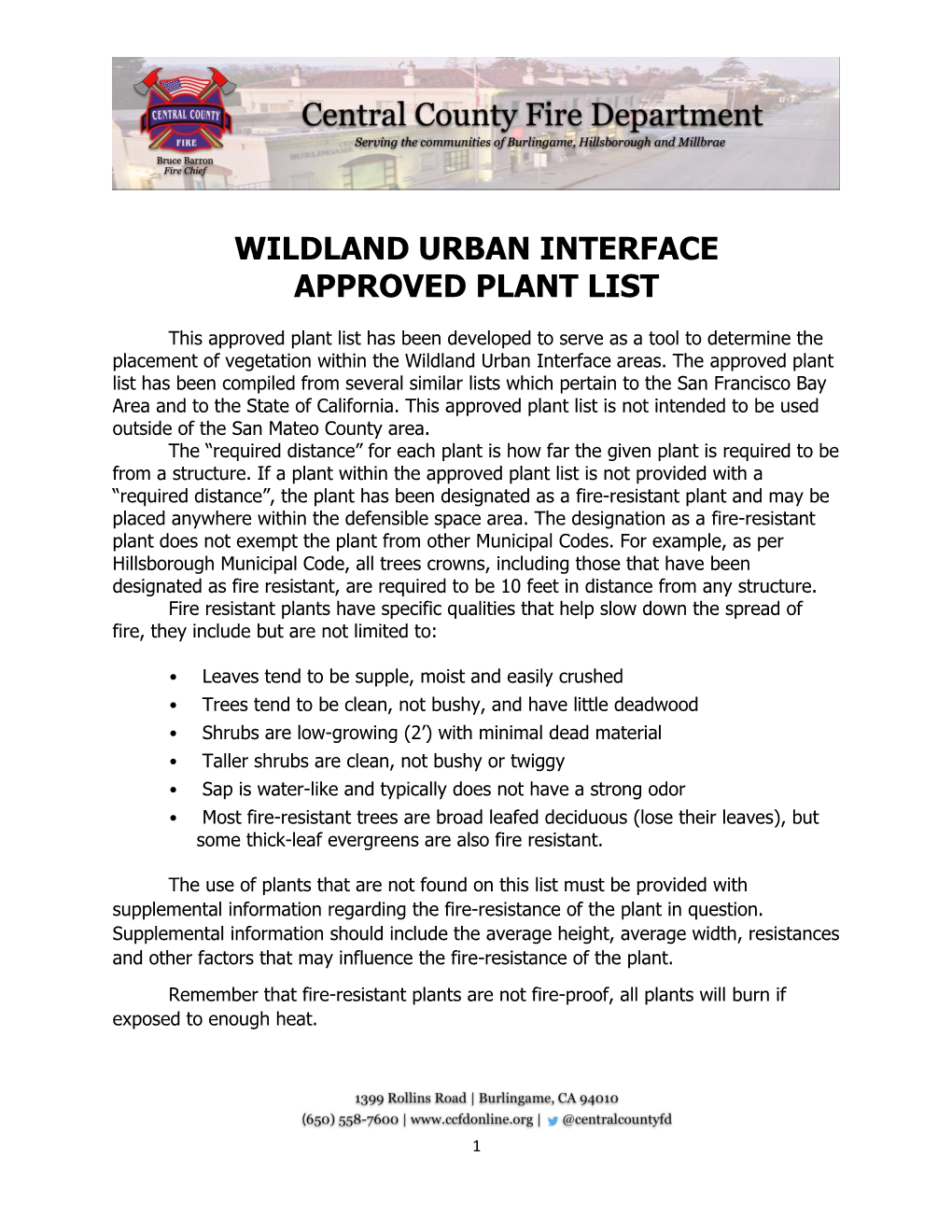 Wildland Urban Interface Approved Plant List