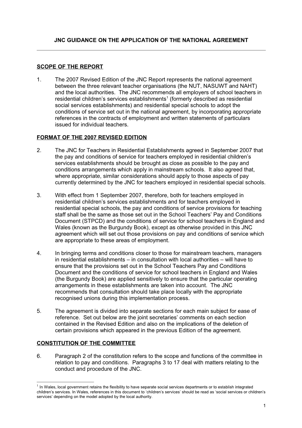 Jnc Guidance on the Application of the National Agreement