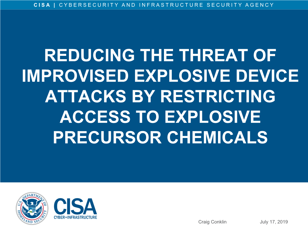 Reducing the Threat of Improvised Explosive Device Attacks by Restricting Access to Explosive Precursor Chemicals