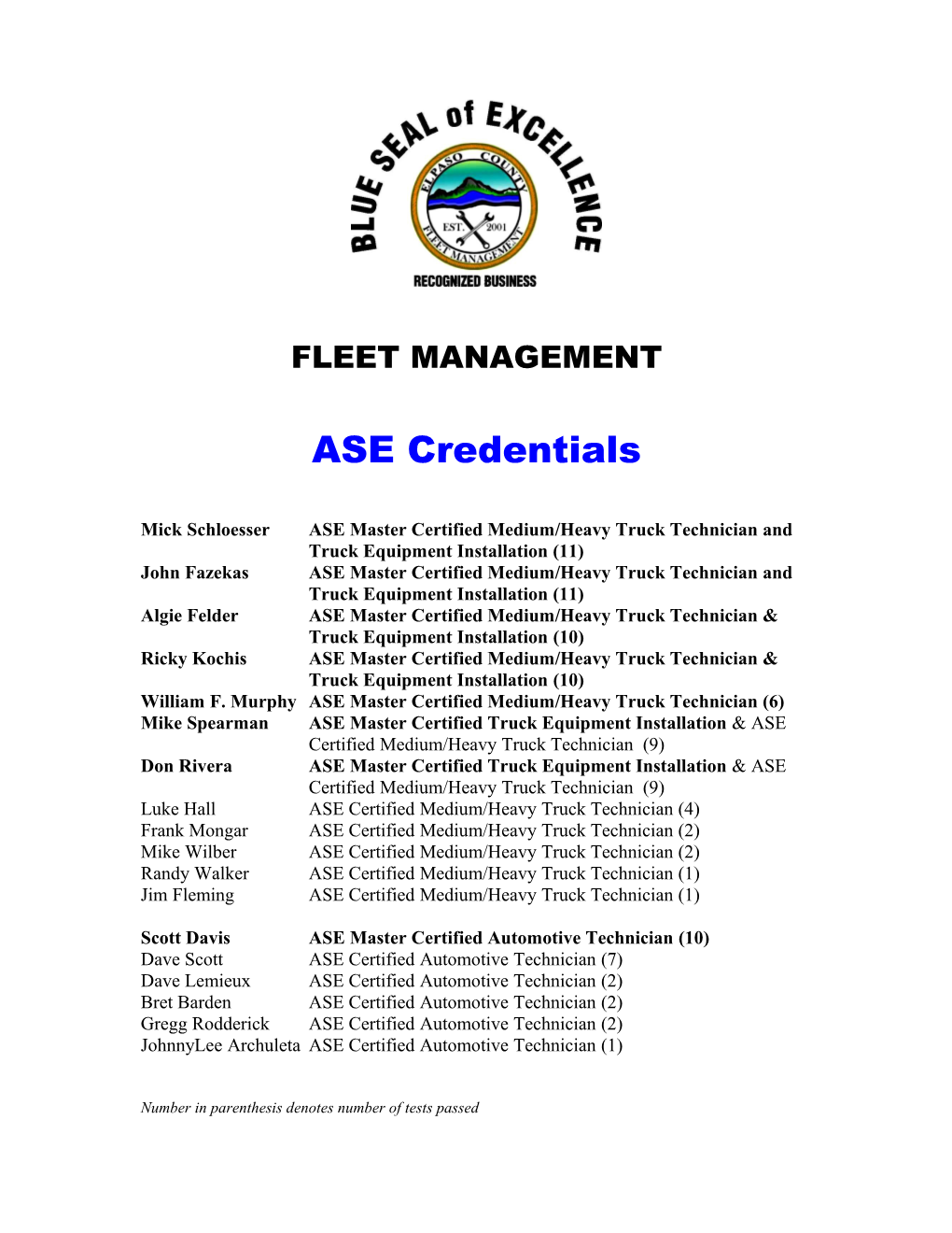 Mick Schloesser ASE Master Certified Medium/Heavy Truck Technician and Truck Equipment