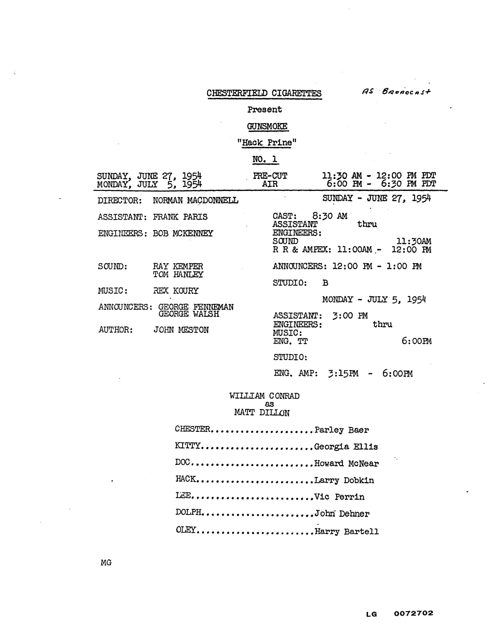 Gunsmoke 1954-07-05 116 Hack Prine.Pdf