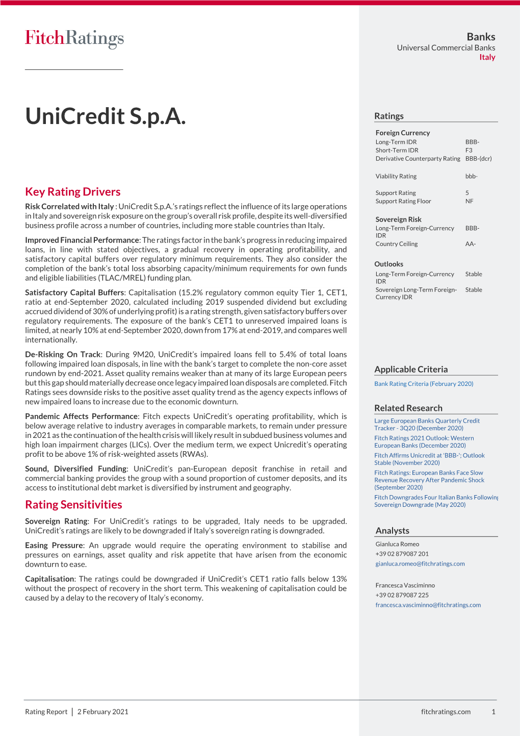 Fitch Ratings 2021 Outlook: Western High Loan Impairment Charges (Lics)