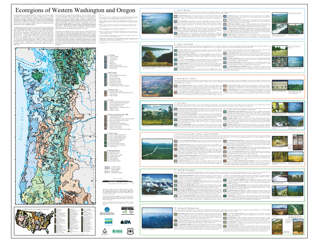 Ecoregions of Western Washington and Oregon the Coastal Lowlands (1A) Are Noted for Their Douglas-Fir Blanketed Inland Areas