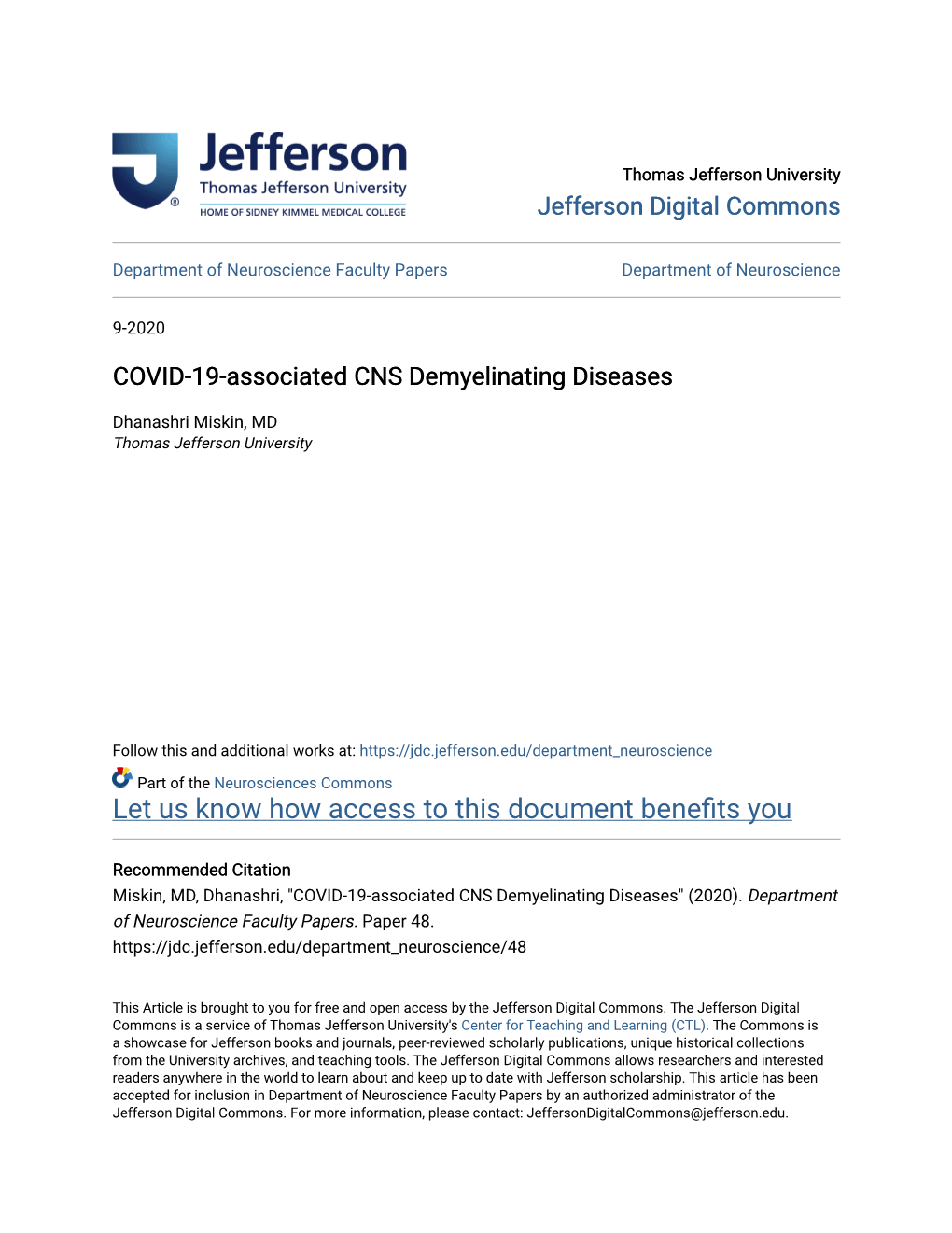 COVID-19-Associated CNS Demyelinating Diseases