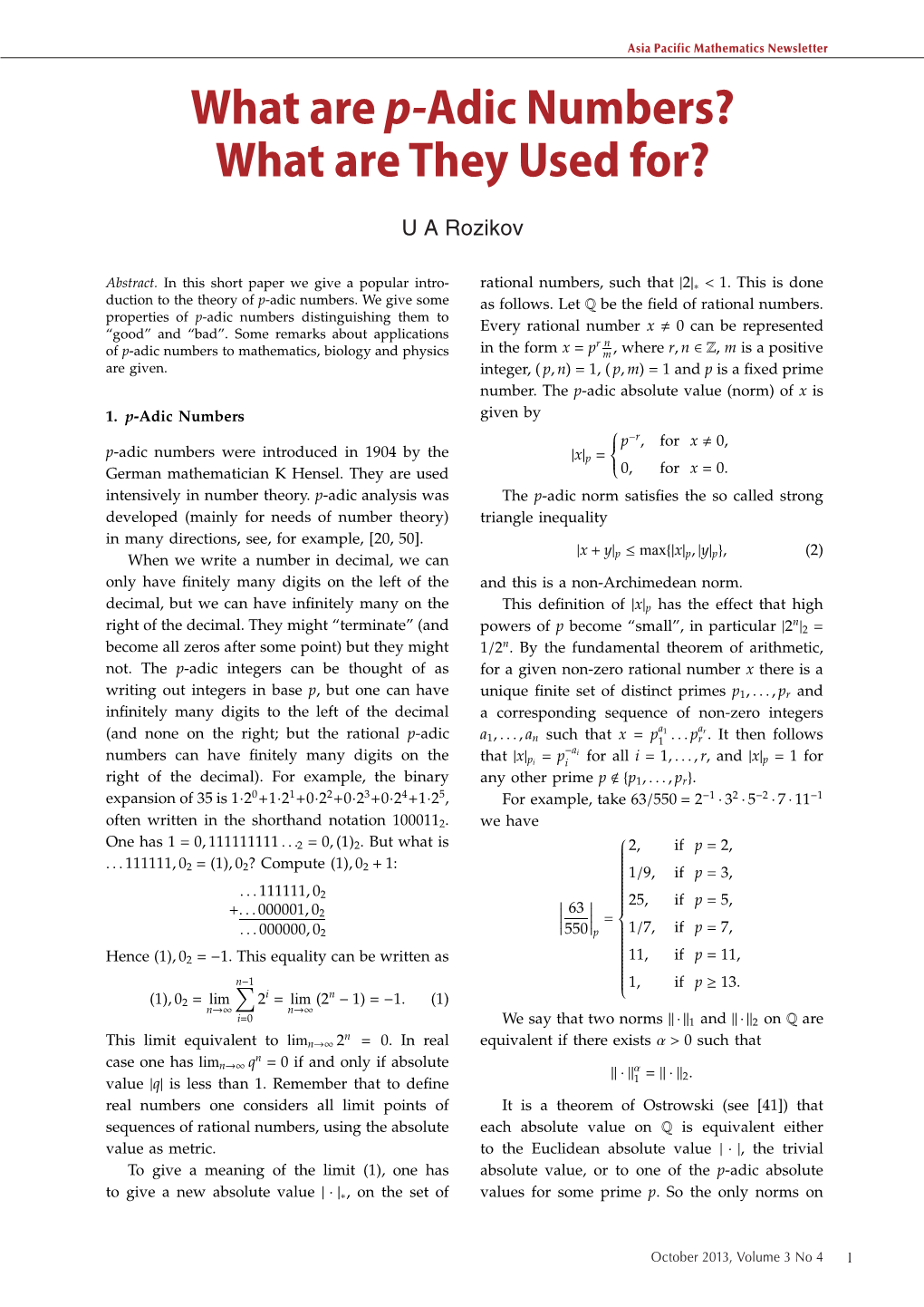 What Are P-Adic Numbers?