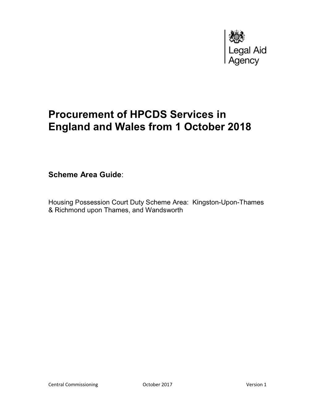 Procurement of HPCDS Services in England and Wales from 1 October 2018