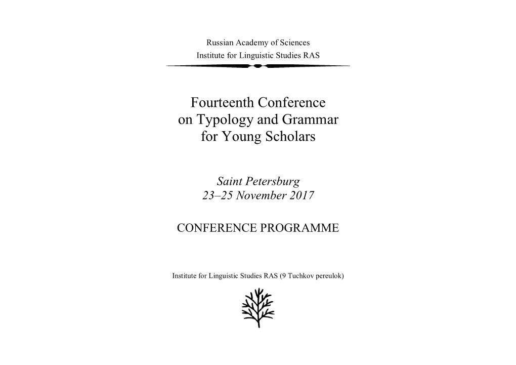 Fourteenth Conference on Typology and Grammar for Young Scholars