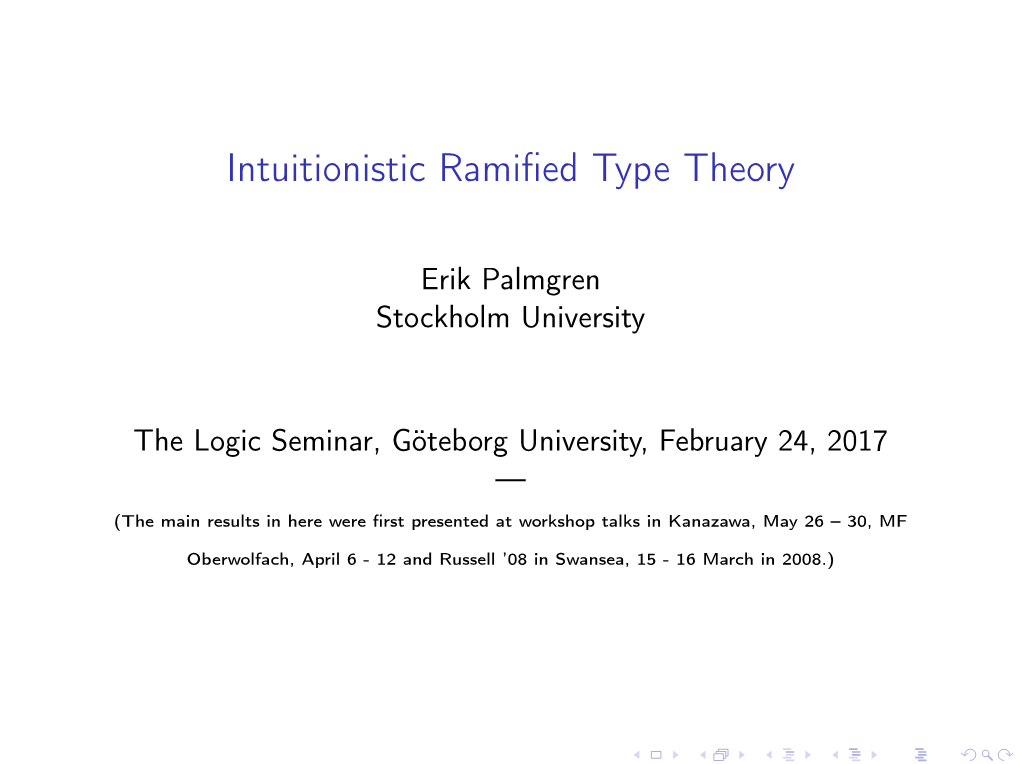 Intuitionistic Ramified Type Theory