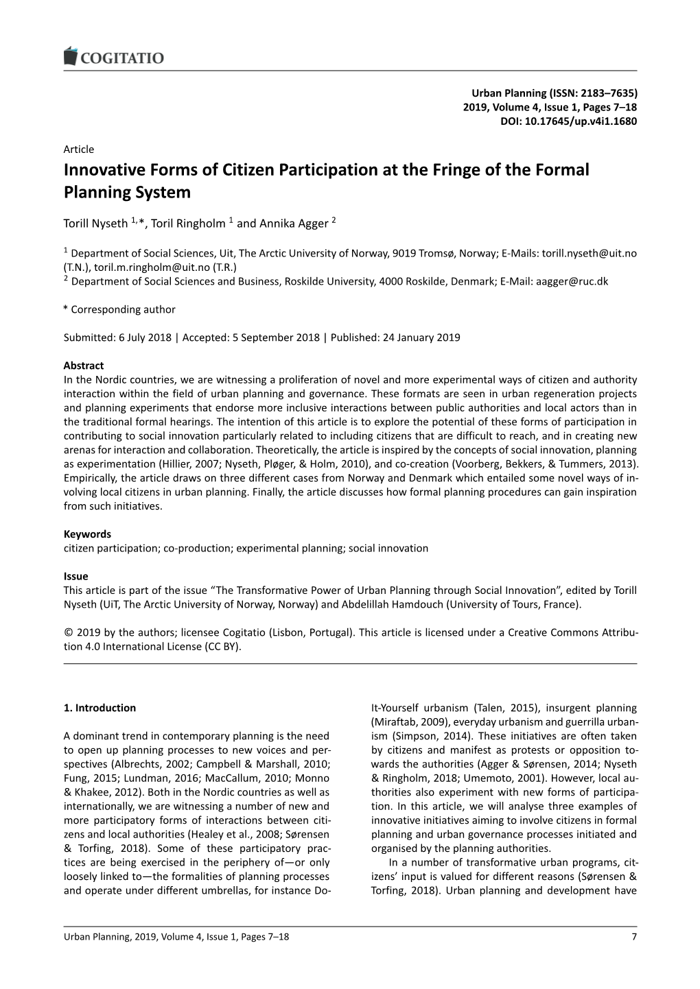 Innovative Forms of Citizen Participation at the Fringe of the Formal Planning System