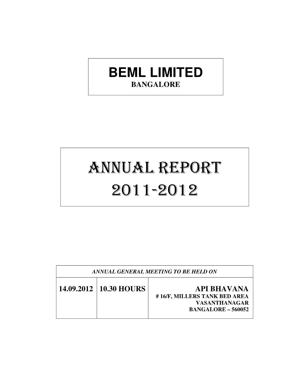 BEML Annual Report Color Pages