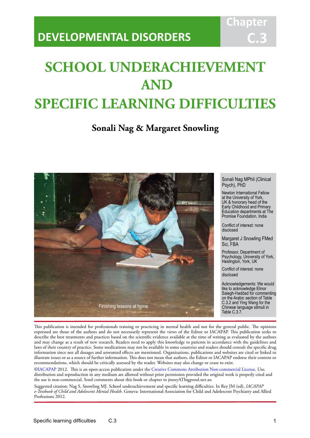 School Underachievement and Specific Learning Difficulties