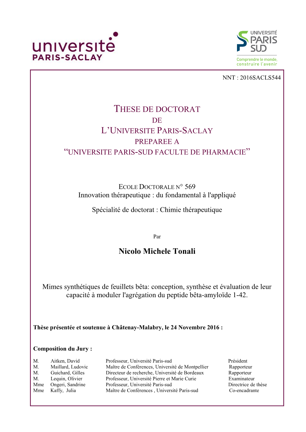 THESE DE DOCTORAT Nicolo Michele Tonali