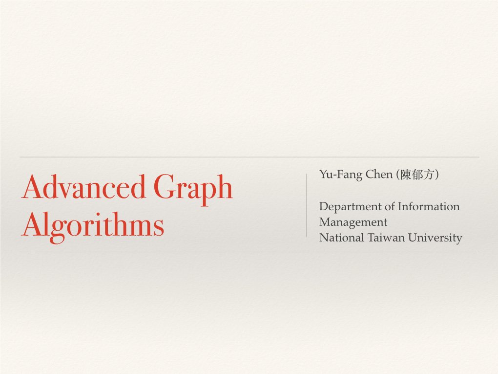 Advanced Graph Algorithms