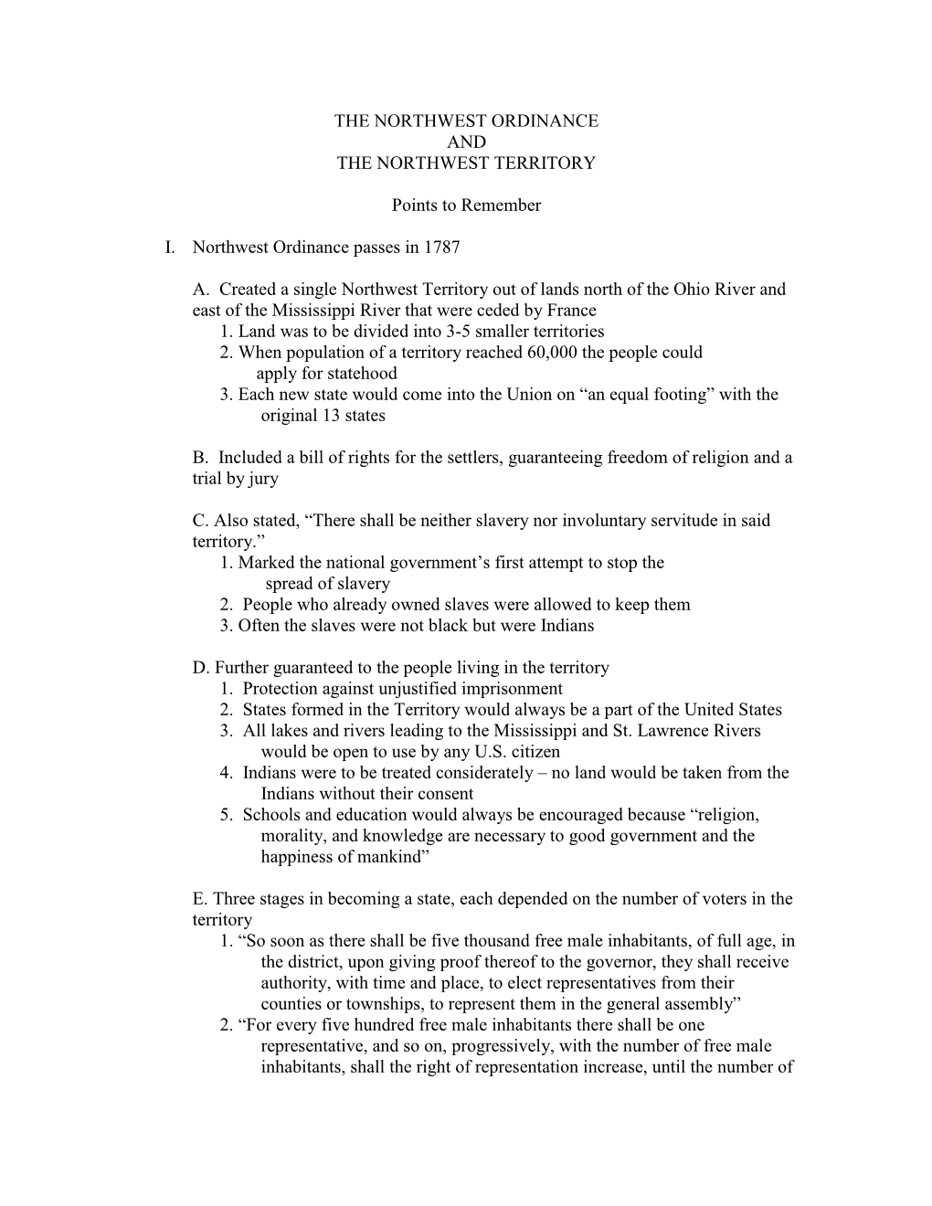 The Northwest Ordinance and the Northwest Territory