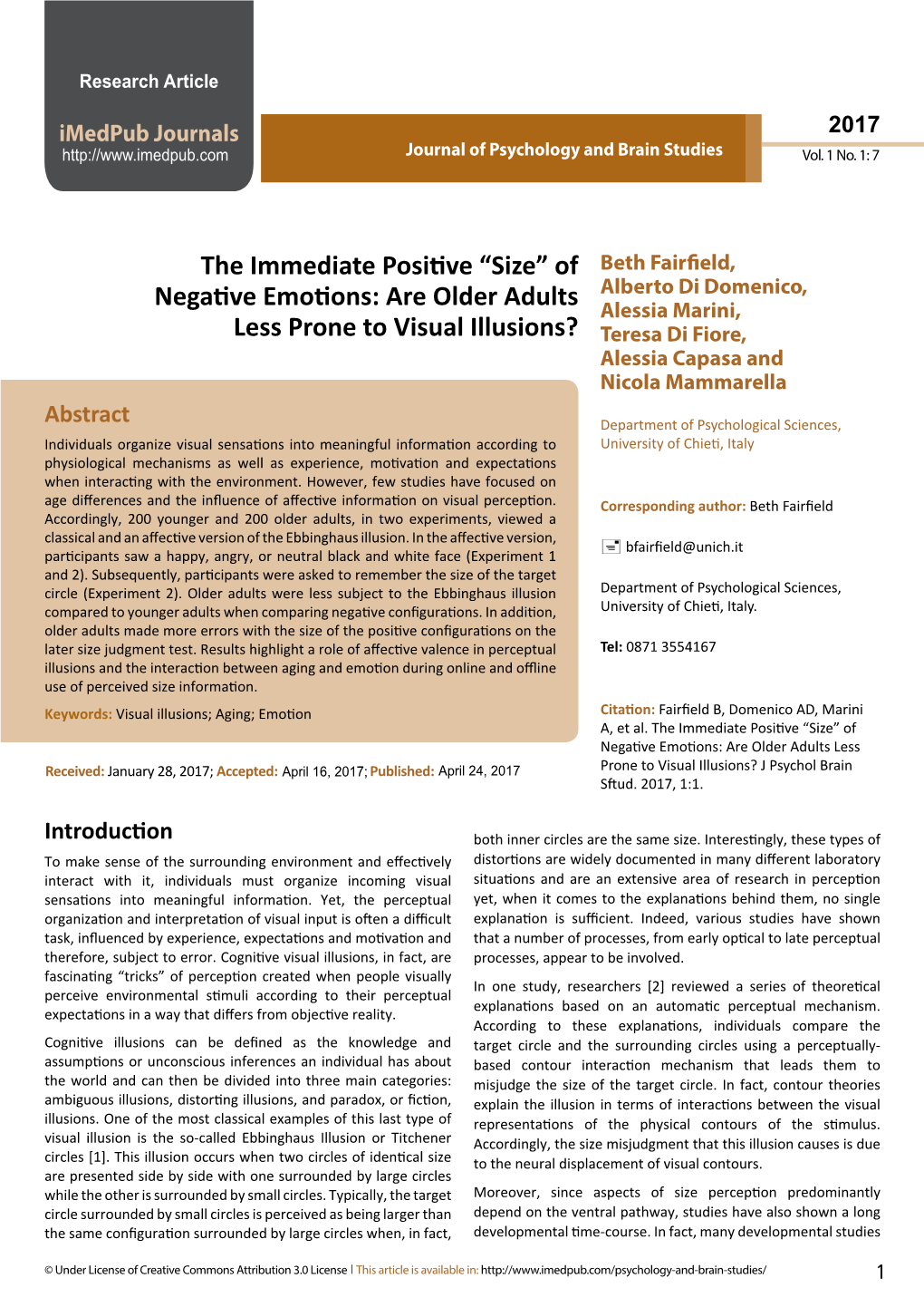 Of Negative Emotions: Are Older Adults Less Prone to Visual Illusions?