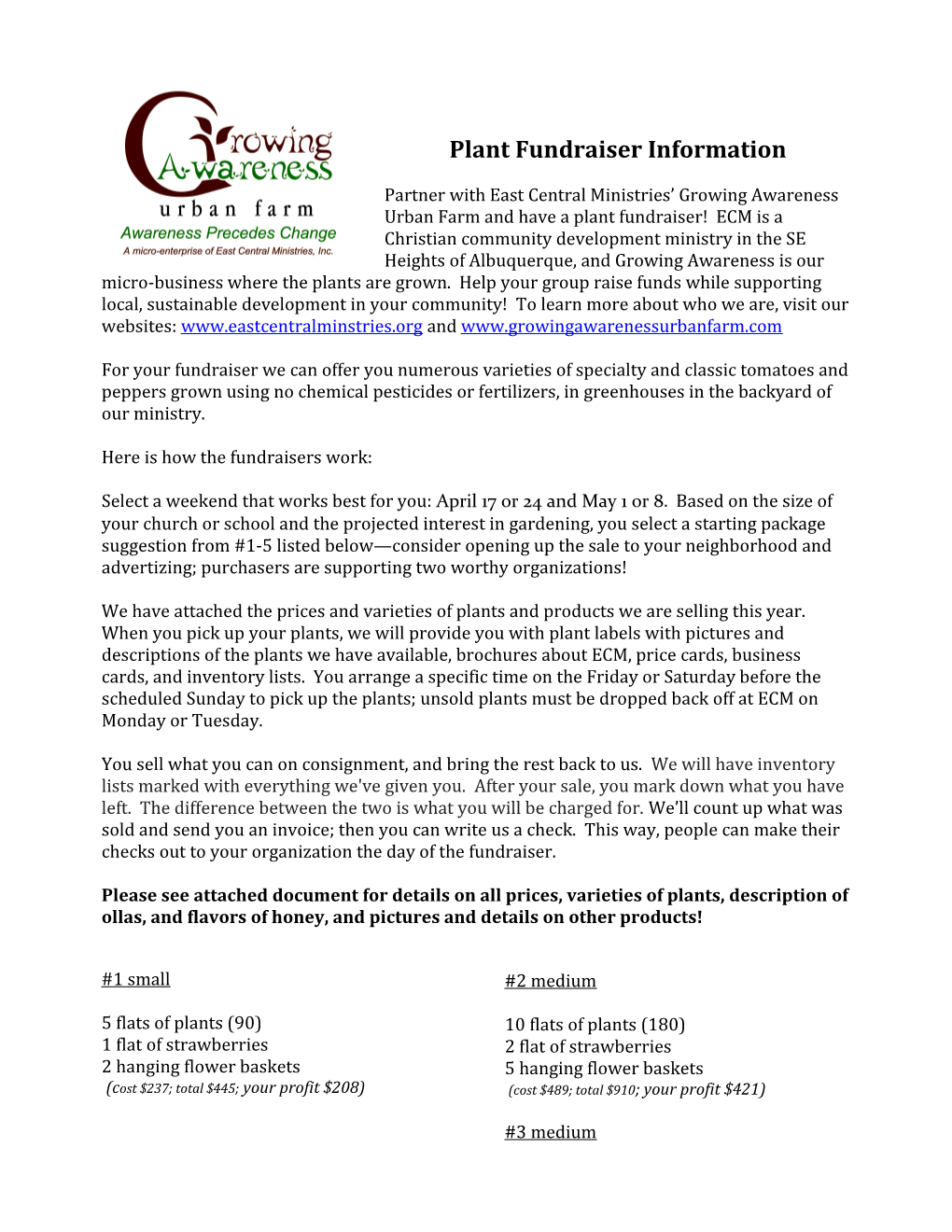 Plant Fundraiser Information