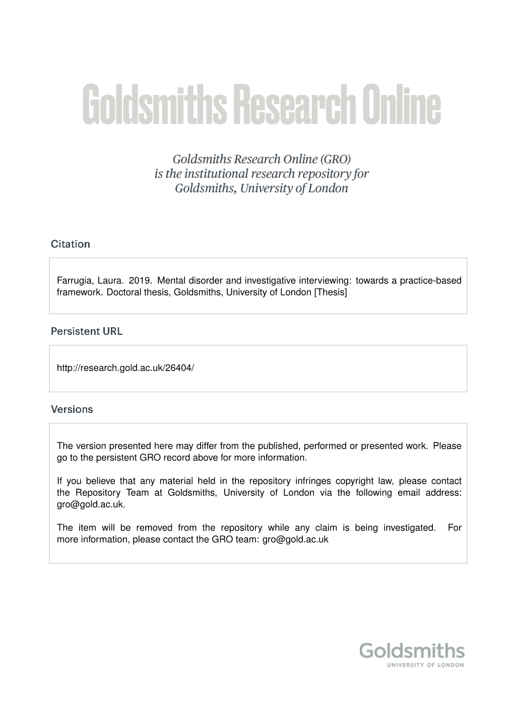 Farrugia, Laura. 2019. Mental Disorder and Investigative Interviewing: Towards a Practice-Based Framework