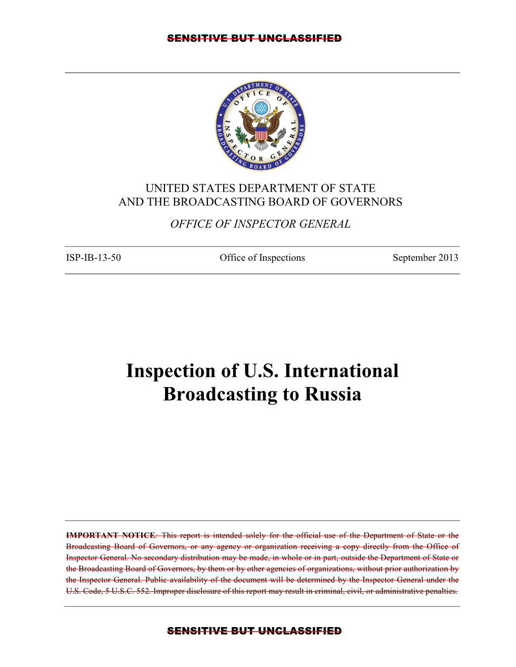 Inspection of U.S. International Broadcasting to Russia