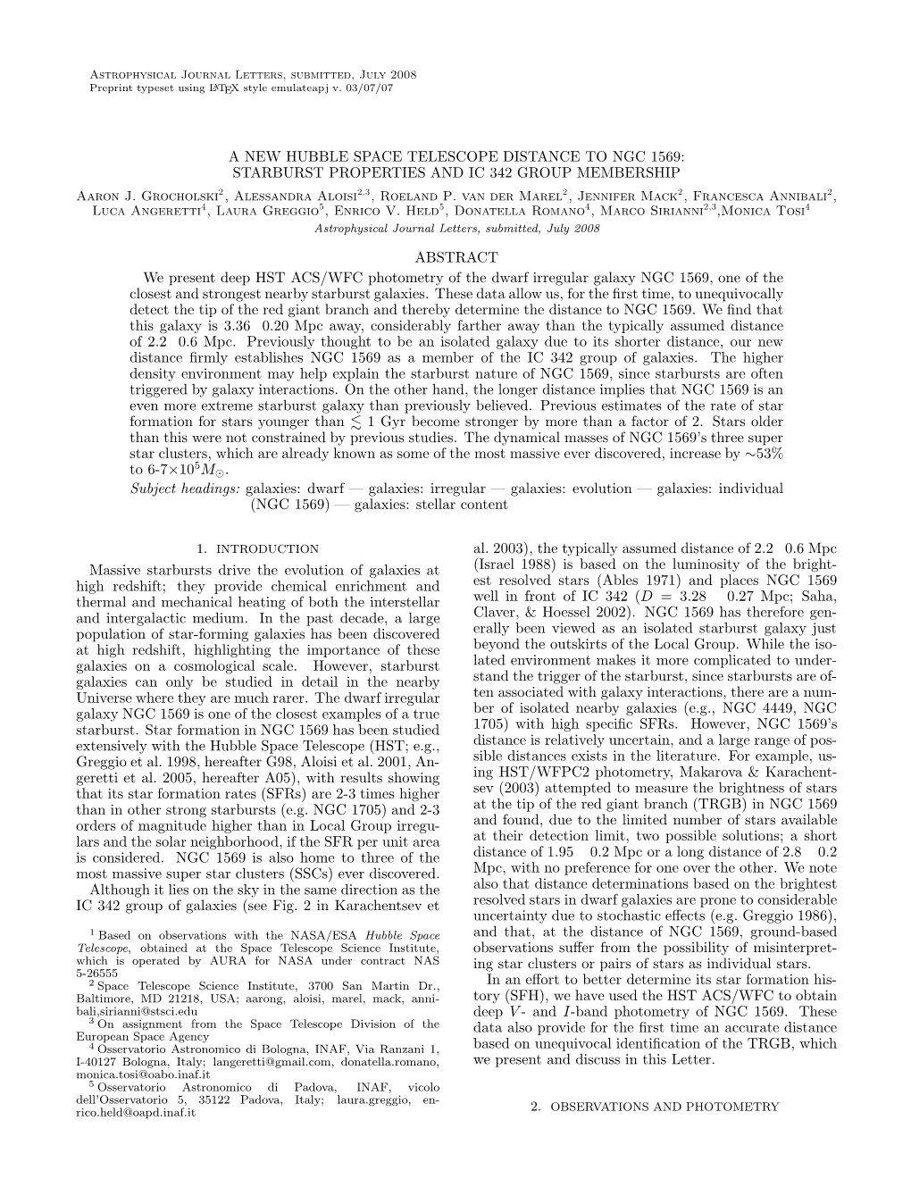 A NEW HUBBLE SPACE TELESCOPE DISTANCE to NGC 1569: STARBURST PROPERTIES and IC 342 GROUP MEMBERSHIP Aaron J