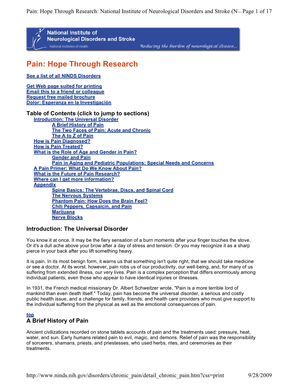 Hope Through Research: National Institute of Neurological Disorders and Stroke (N...Page 1 of 17