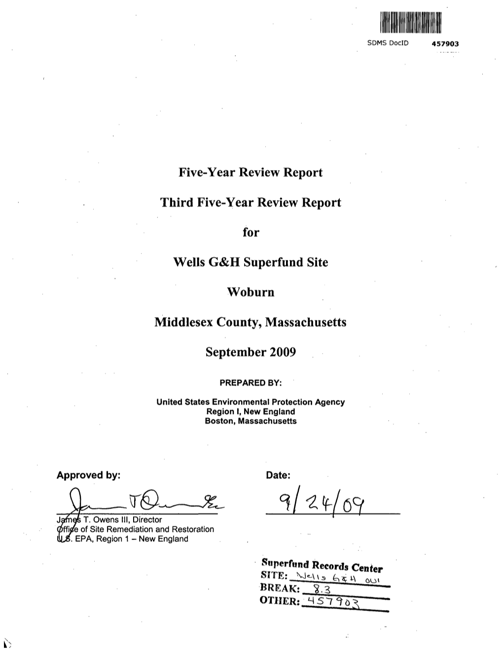 Wells G&H, Third Five-Year Review Report, 09-24-2009