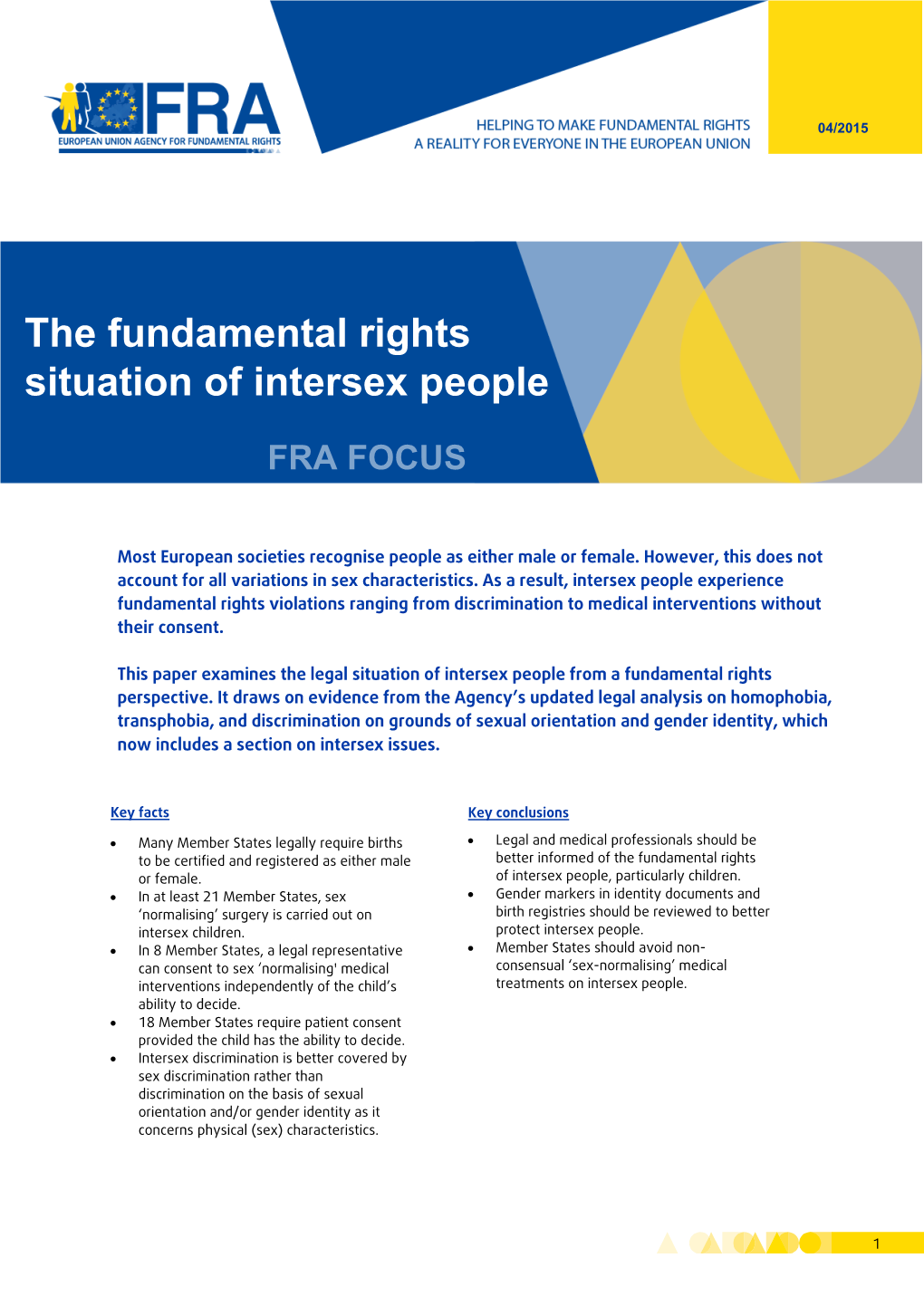 The Fundamental Rights Situation of Intersex People