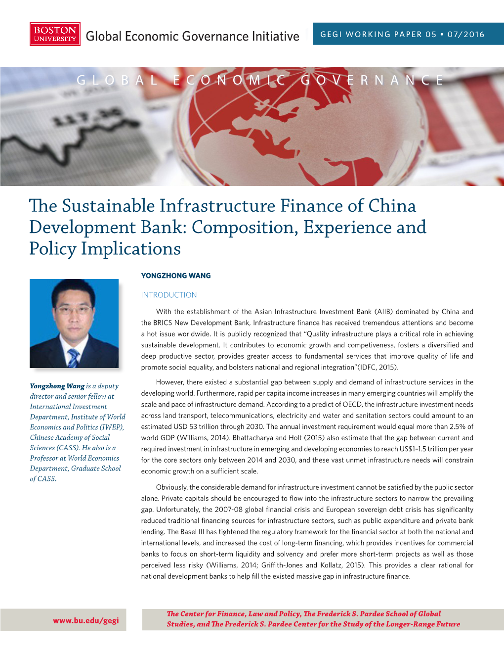 The Sustainable Infrastructure Finance of China Development Bank: Composition, Experience and Policy Implications