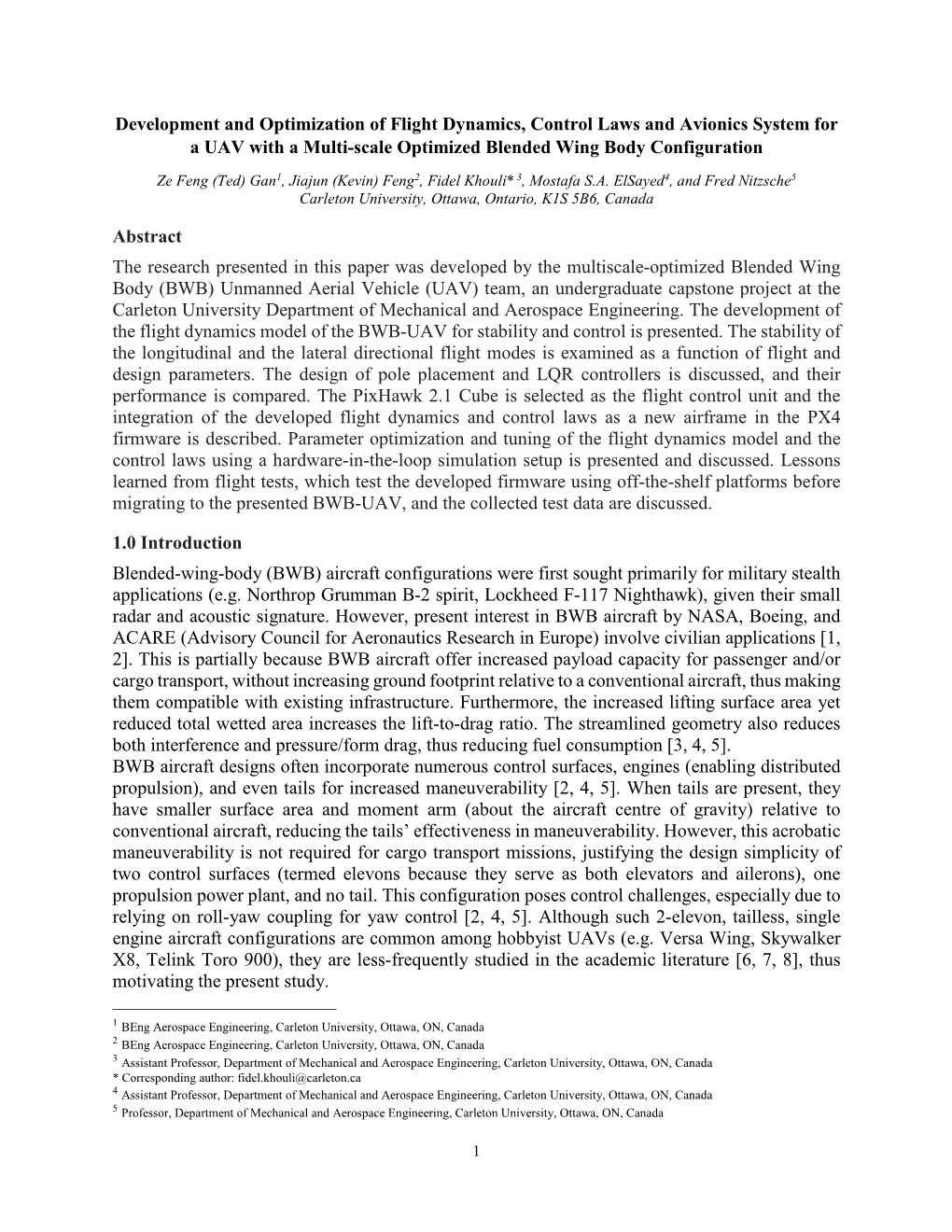 Development and Optimization of Flight Dynamics, Control Laws and Avionics System for a UAV with a Multi-Scale Optimized Blended Wing Body Configuration