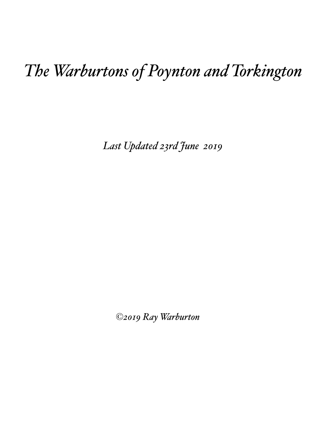 The Warburtons of Poynton and Torkington