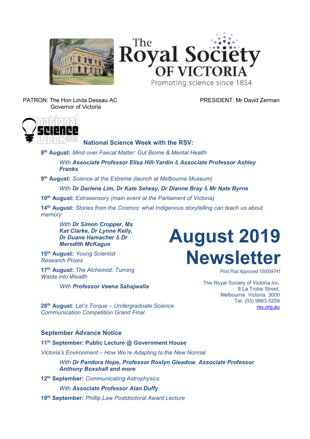 August 2019 Newsletter