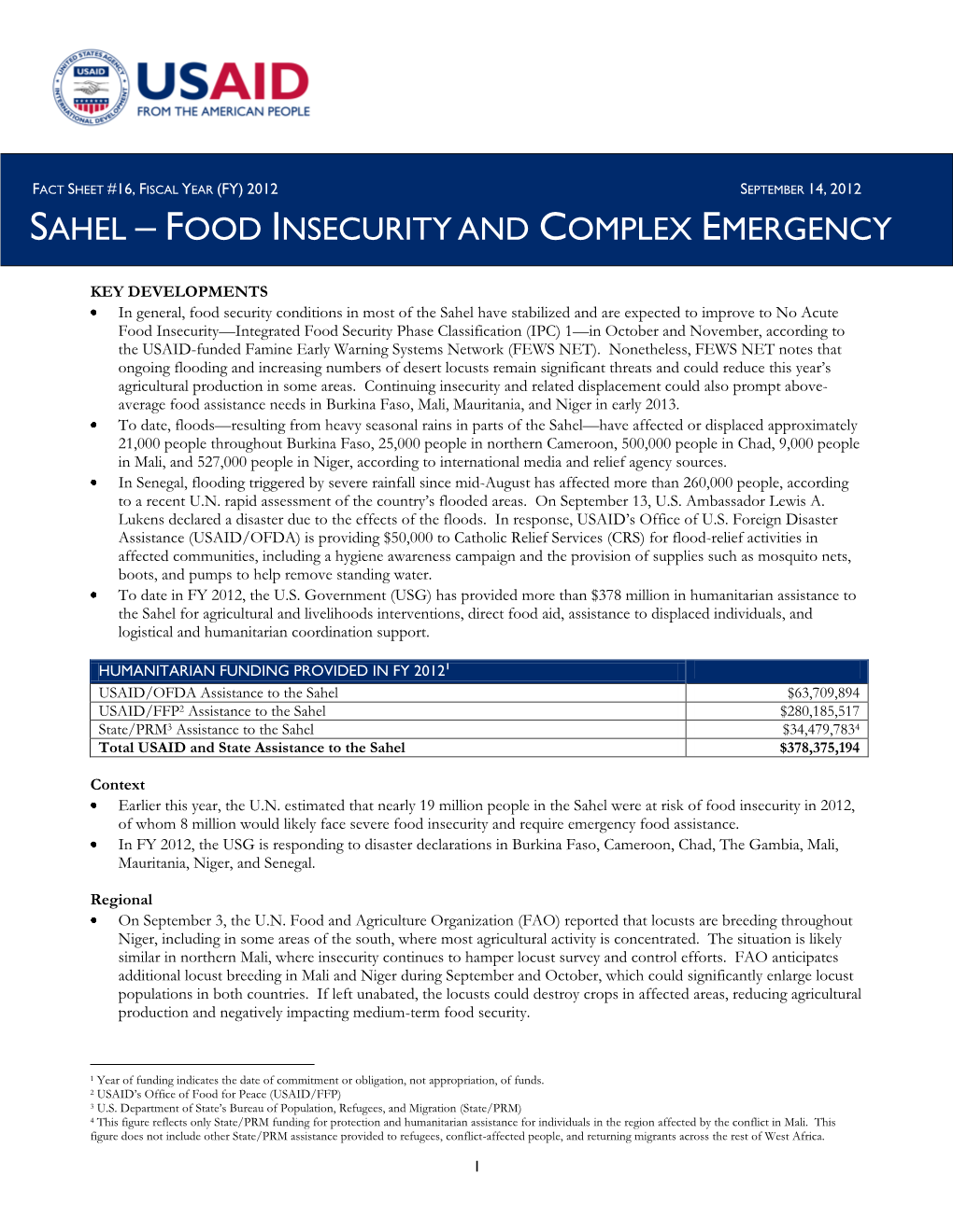 Food Insecurity and Complex Emergency