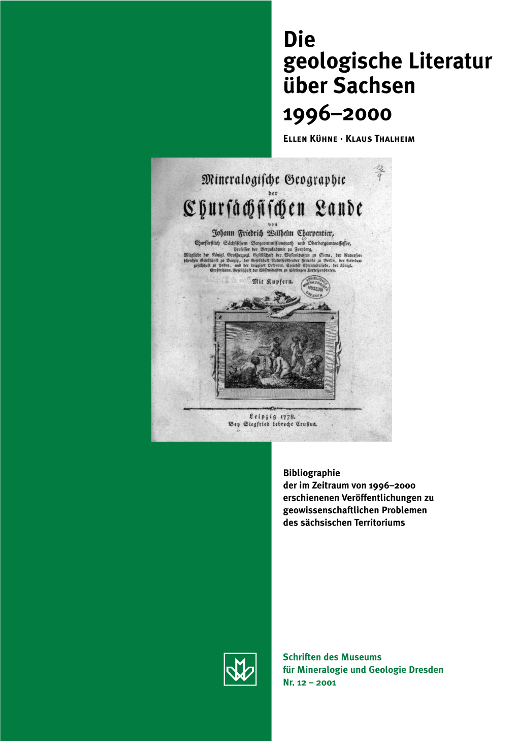 Die Geologische Literatur Über Sachsen 1996–2000 Ellen Kühne · Klaus Thalheim