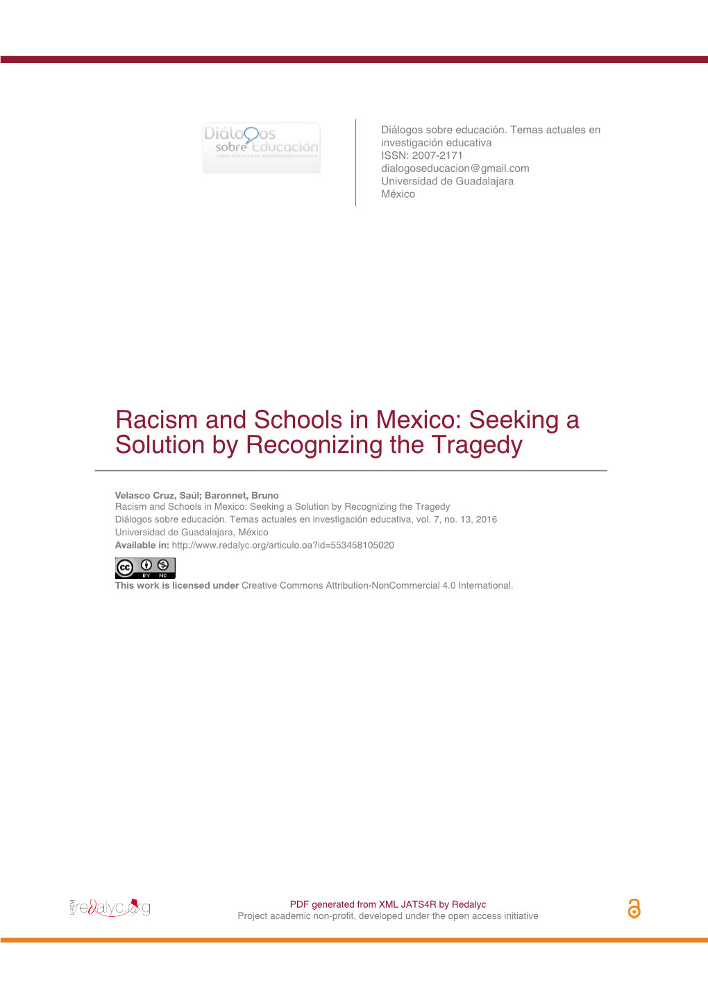 Racism and Schools in Mexico: Seeking a Solution by Recognizing the Tragedy
