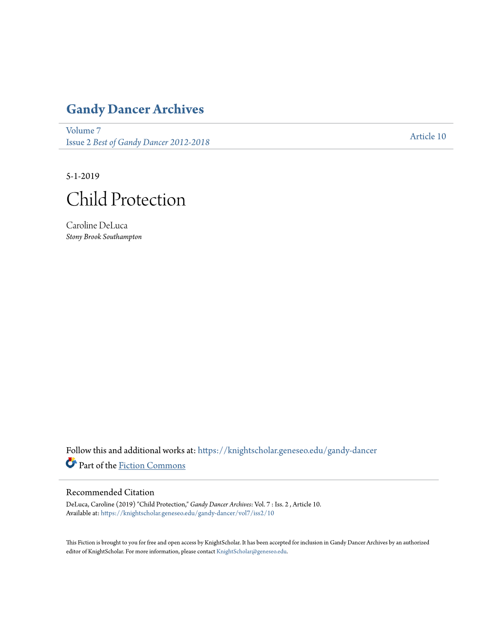 Child Protection Caroline Deluca Stony Brook Southampton