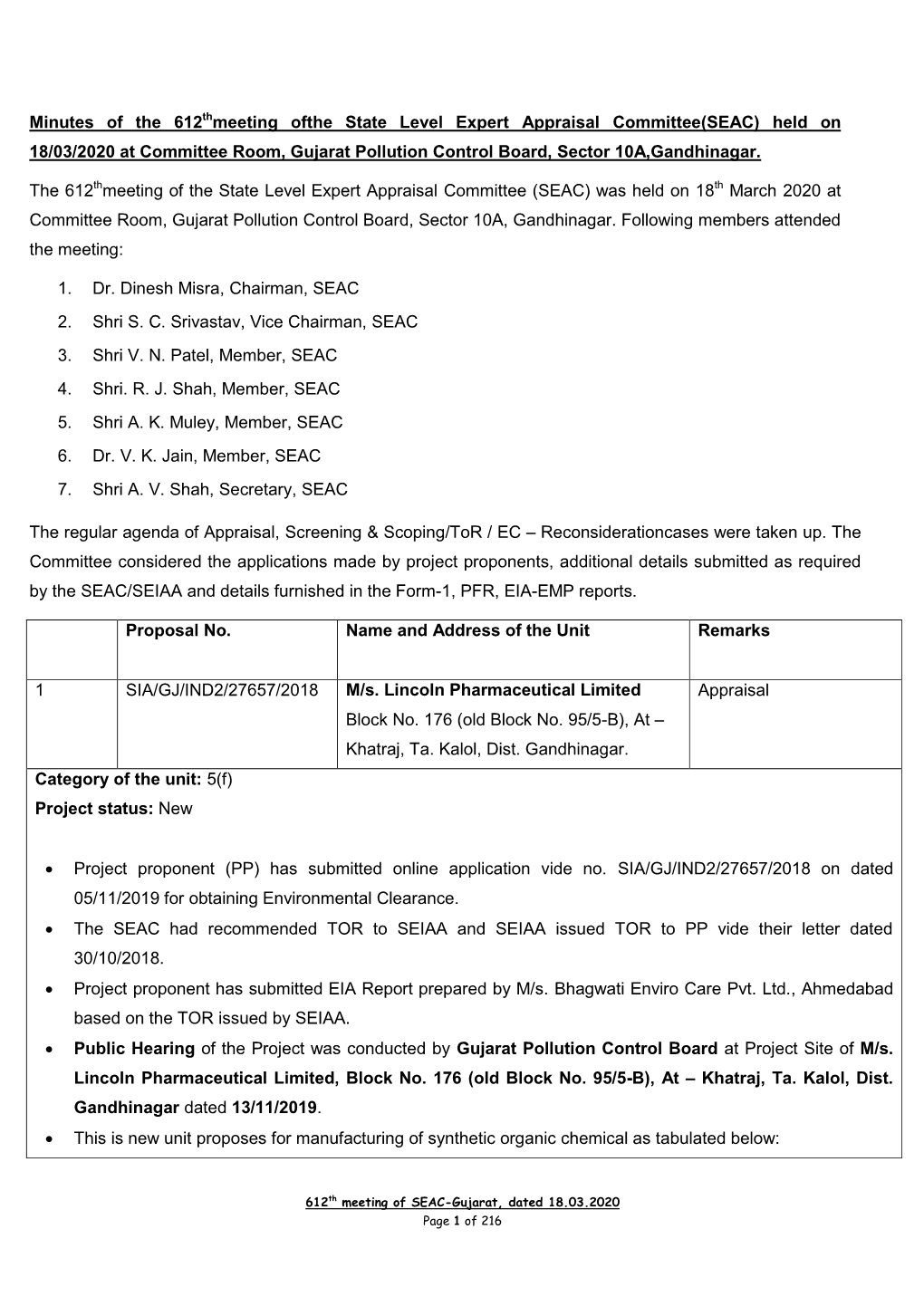 Minutes of the 612Thmeeting Ofthe State