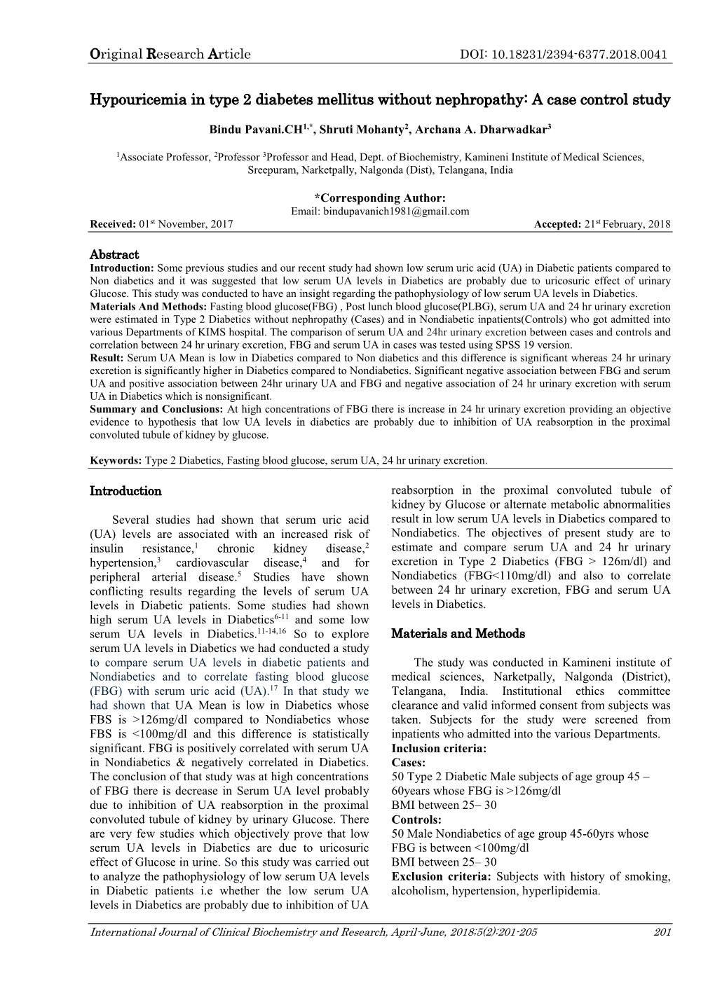 Hypouricemia in Type 2 Diabetes Mellitus Without Nephropathy: a Case Control Study