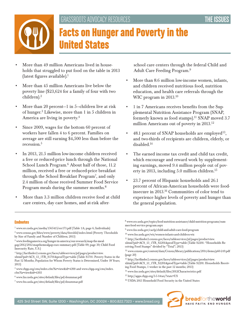 Facts on Hunger and Poverty in the United States and Internationally