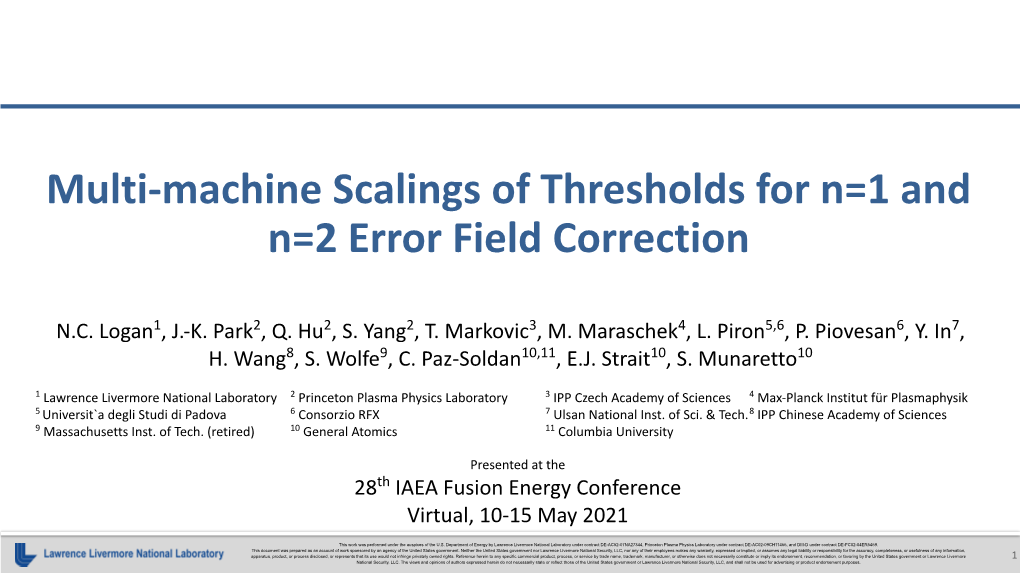 Multi-Machine Scalings of Thresholds for N=1 and N=2 Error Field Correction