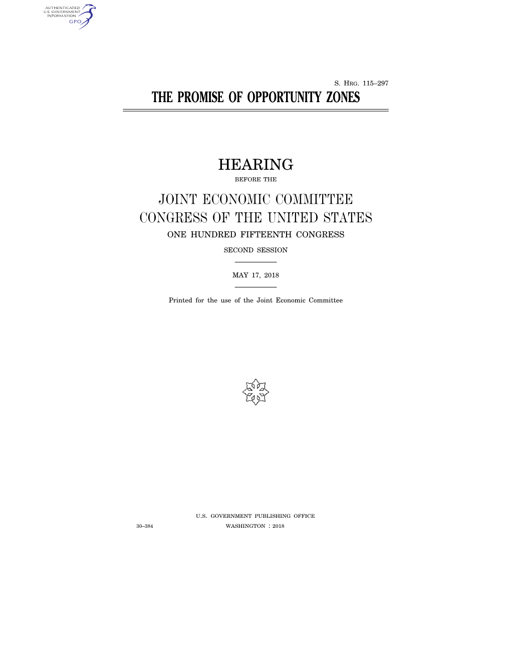 The Promise of Opportunity Zones Hearing